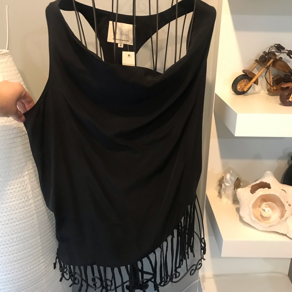 Adison Marcus 100% silk top with fringe